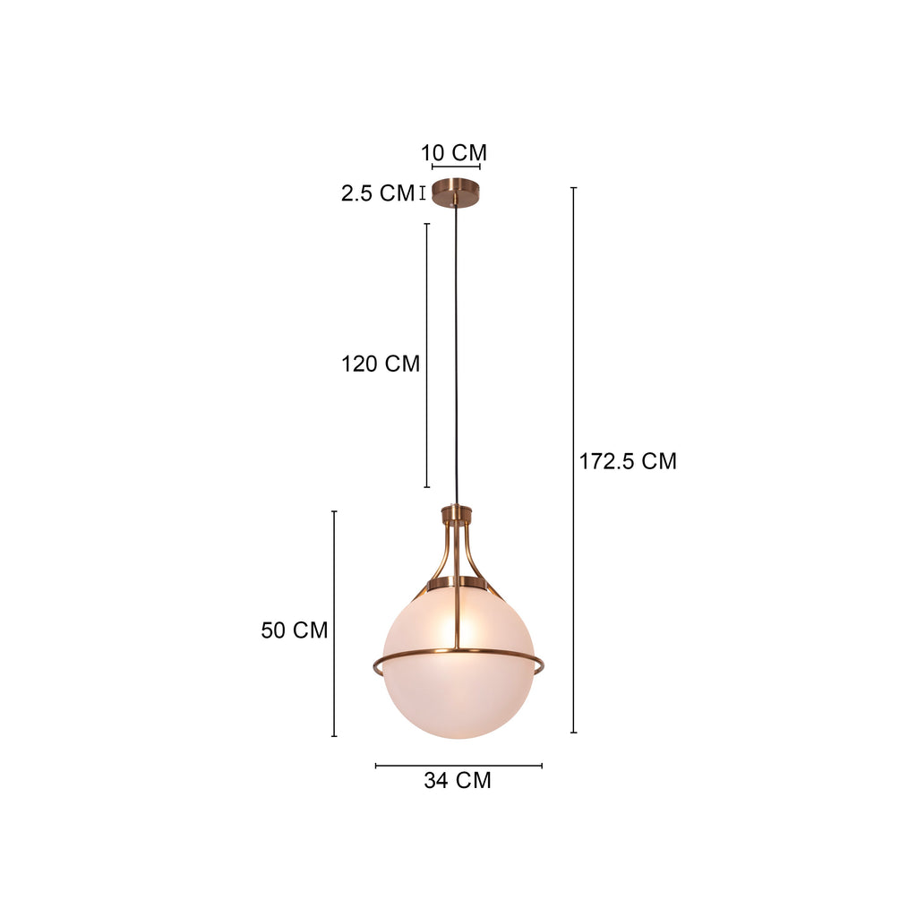 White Teak Find Me Nowhere Gold Frosted Glass Pendant Light