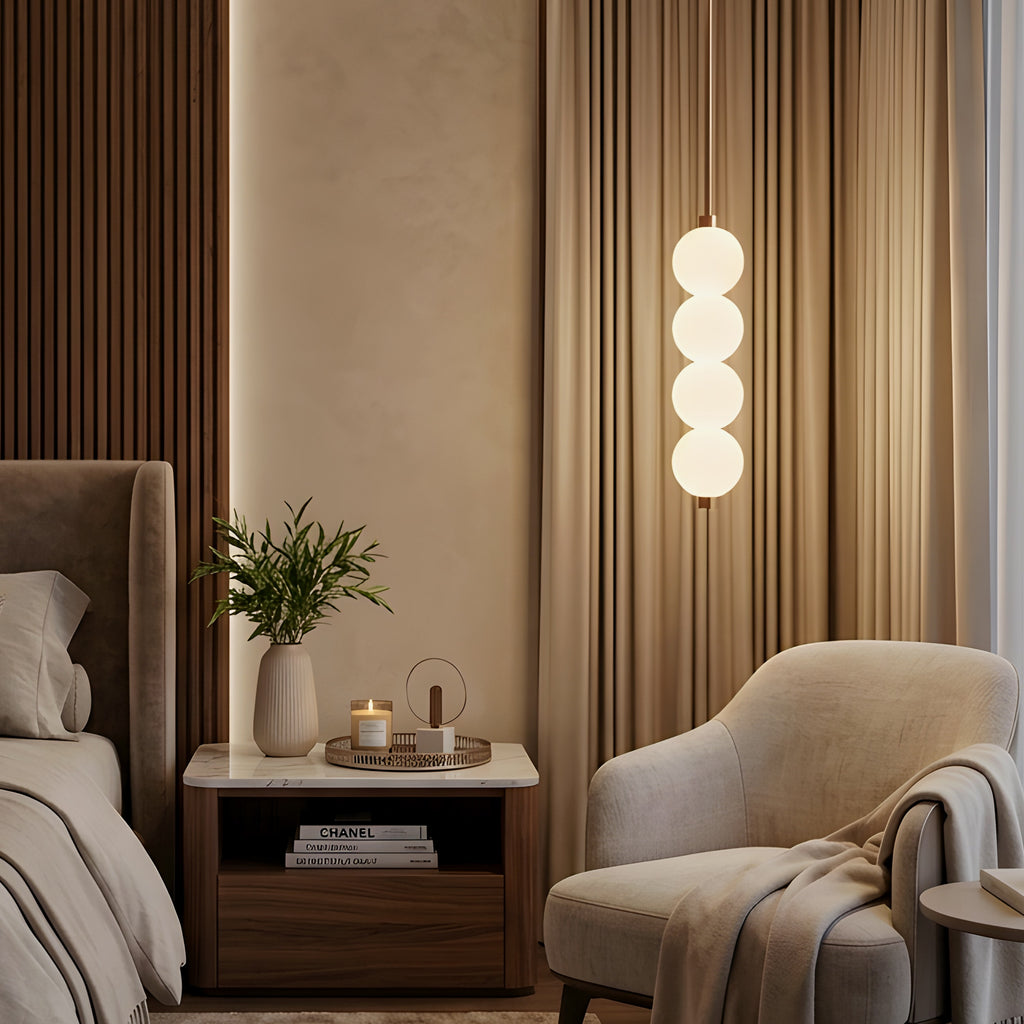 White Teak Be The Story Gold Built-In LED Pendant Light