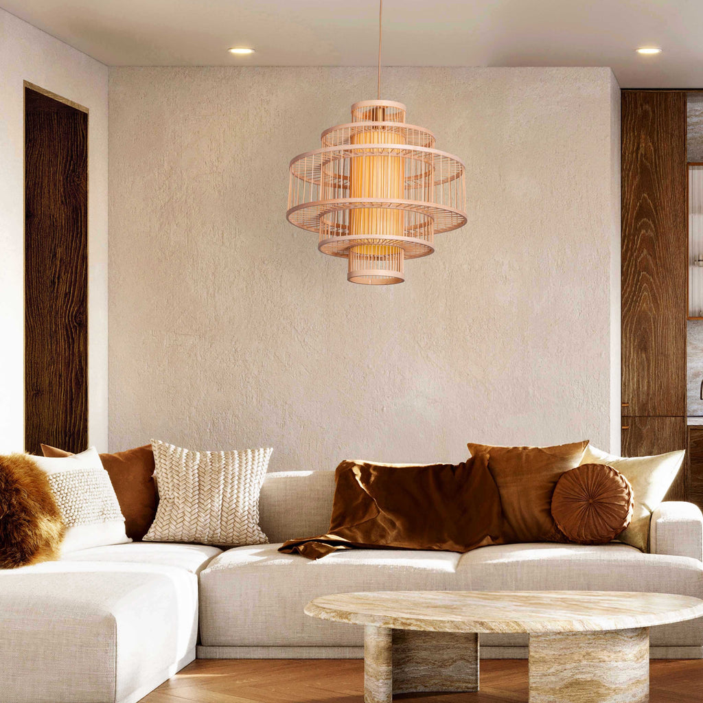White Teak Goodbye Hurts Wooden Pendant Light