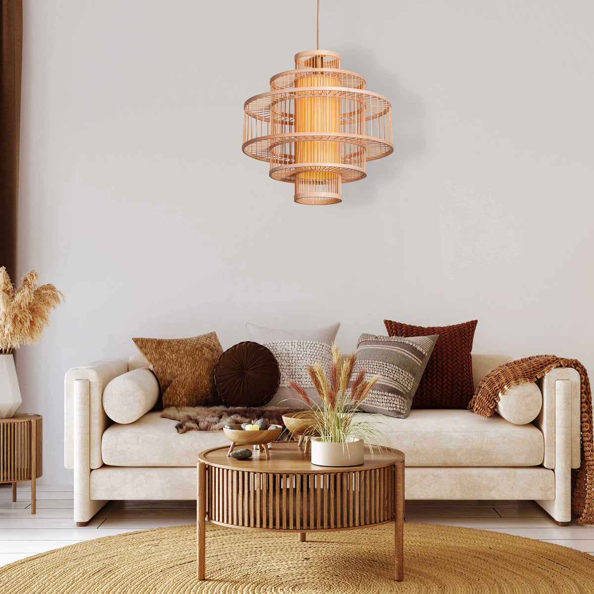 White Teak Goodbye Hurts Wooden Pendant Light