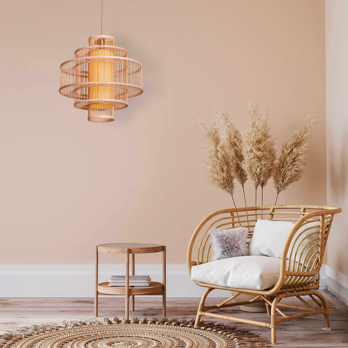 White Teak Goodbye Hurts Wooden Pendant Light
