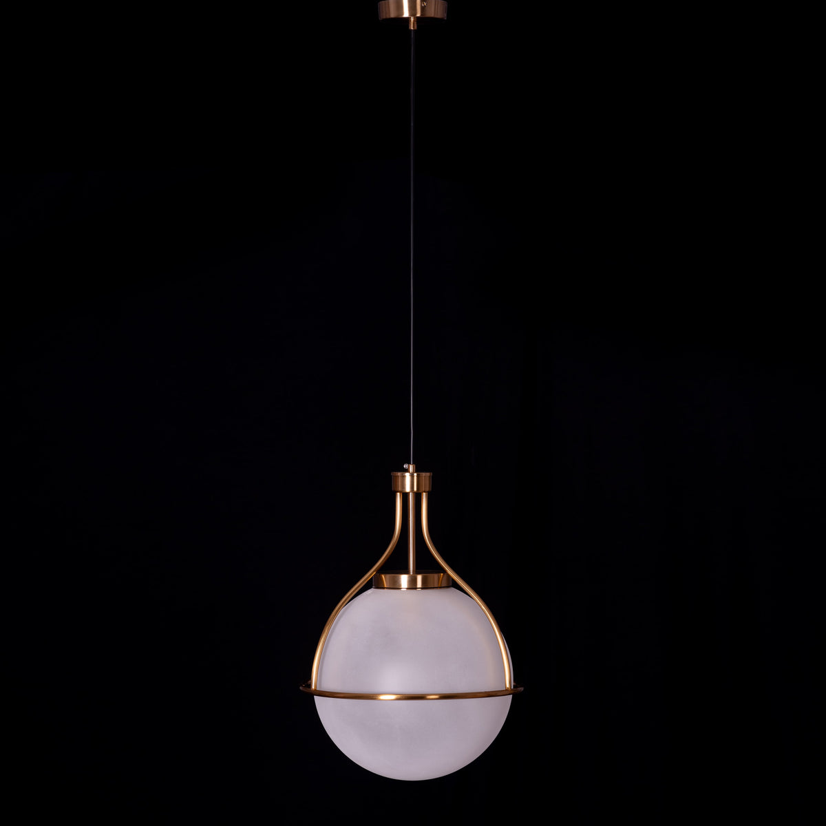 White Teak Find Me Nowhere Gold Frosted Glass Pendant Light