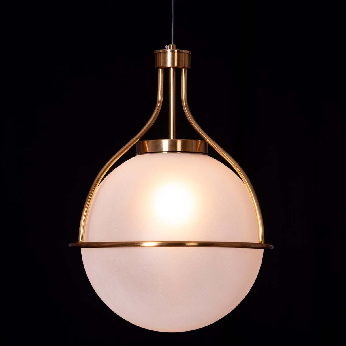 White Teak Find Me Nowhere Gold Frosted Glass Pendant Light