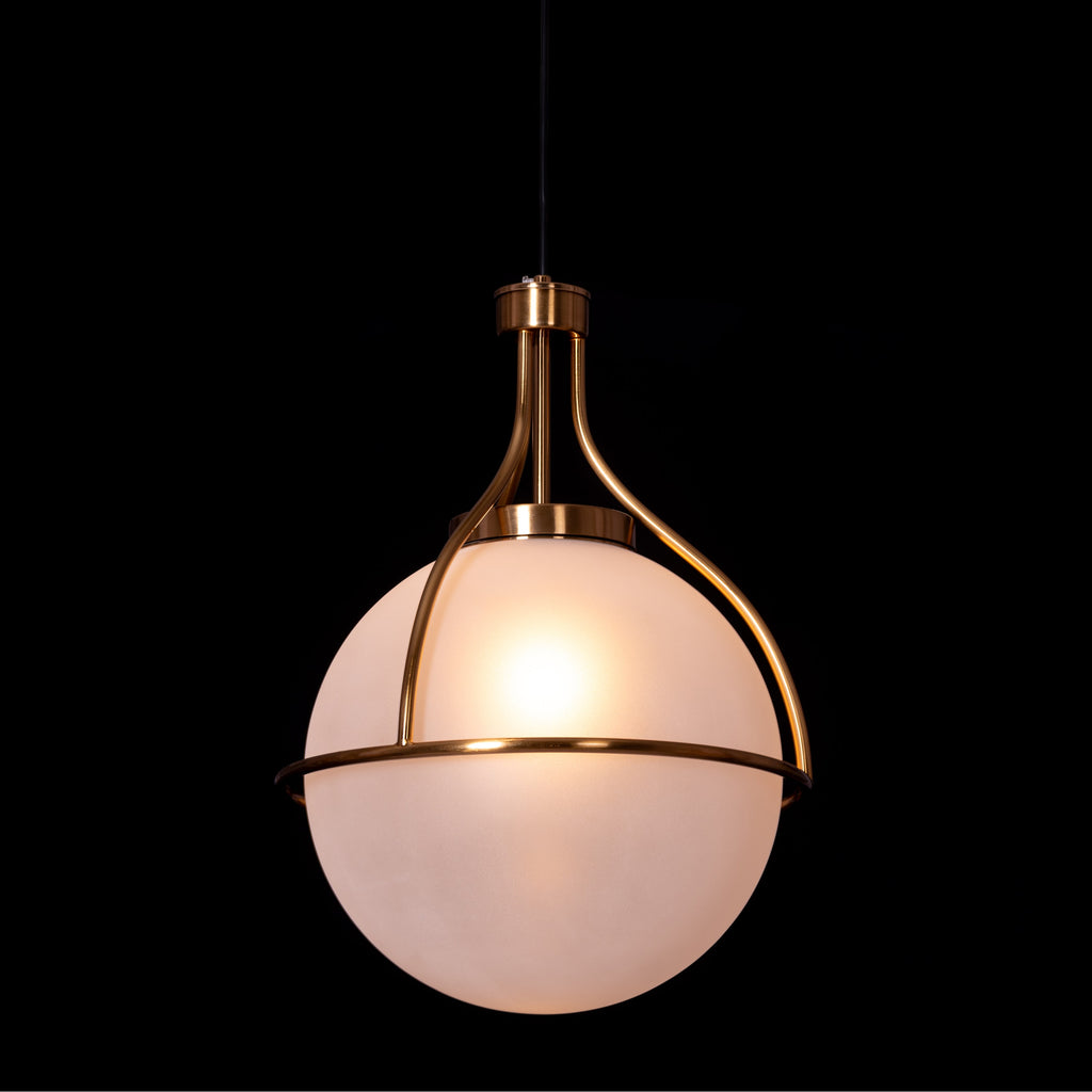 White Teak Find Me Nowhere Gold Frosted Glass Pendant Light