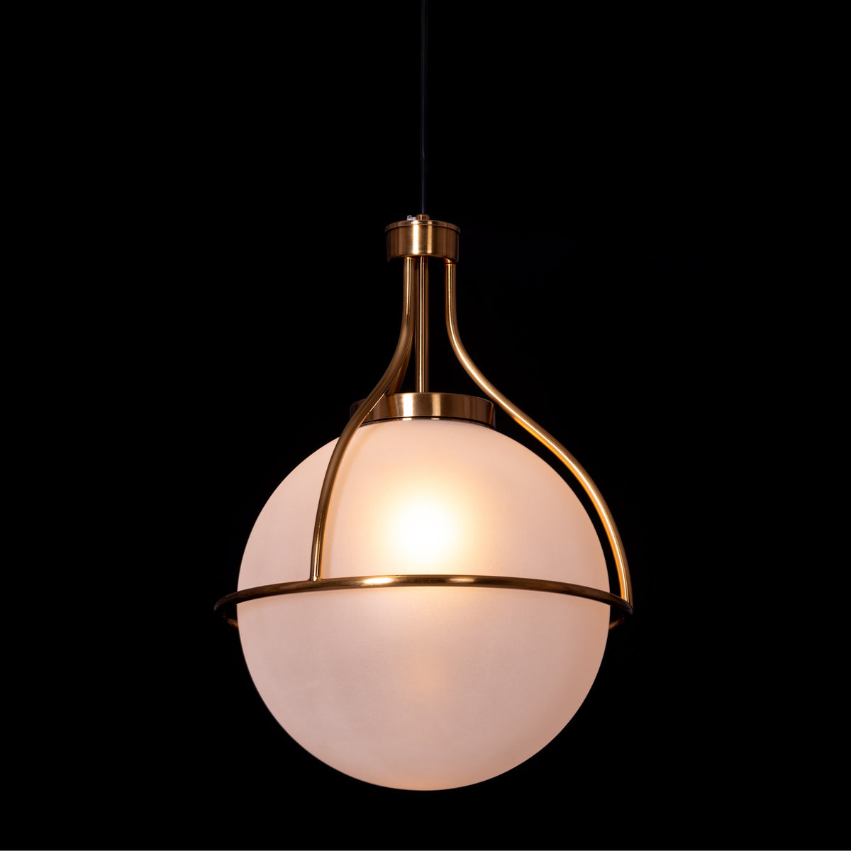 White Teak Find Me Nowhere Gold Frosted Glass Pendant Light