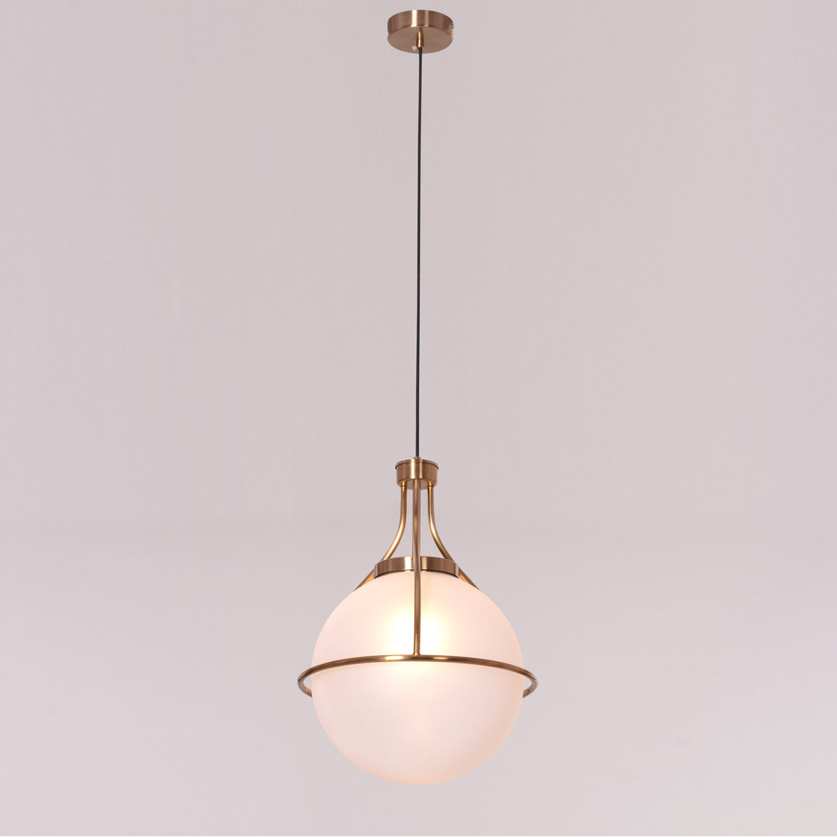 White Teak Find Me Nowhere Gold Frosted Glass Pendant Light