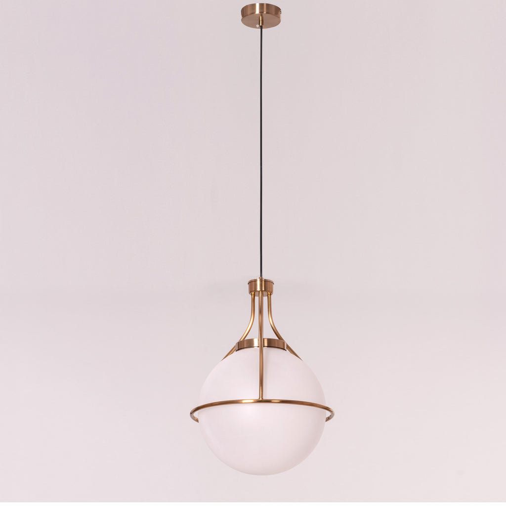 White Teak Find Me Nowhere Gold Frosted Glass Pendant Light