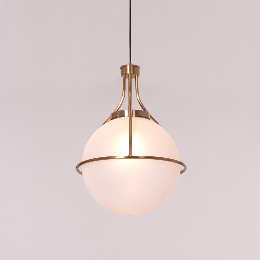 White Teak Find Me Nowhere Gold Frosted Glass Pendant Light