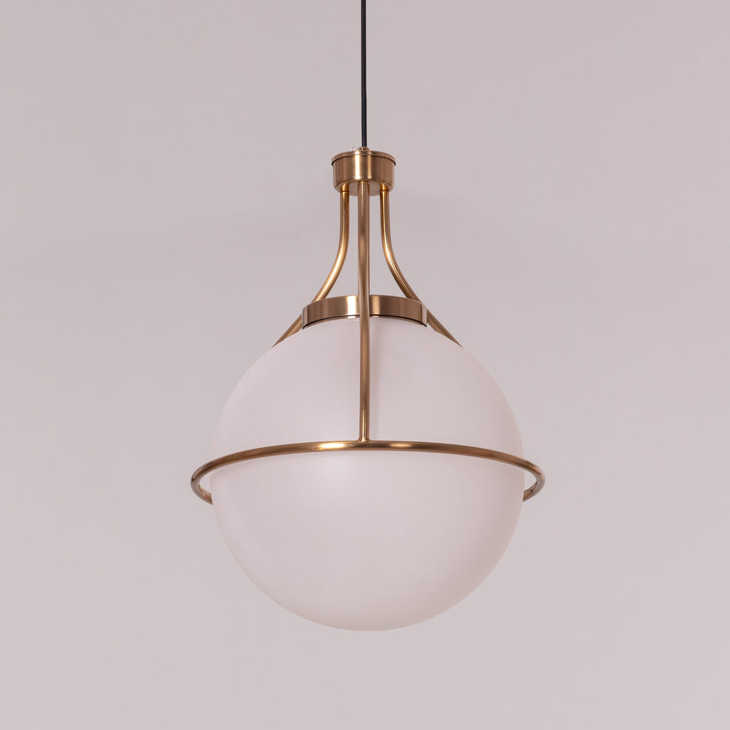 White Teak Find Me Nowhere Gold Frosted Glass Pendant Light