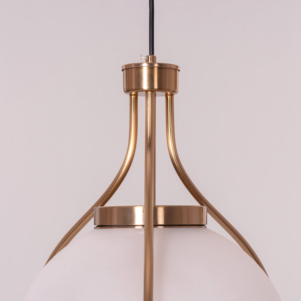 White Teak Find Me Nowhere Gold Frosted Glass Pendant Light