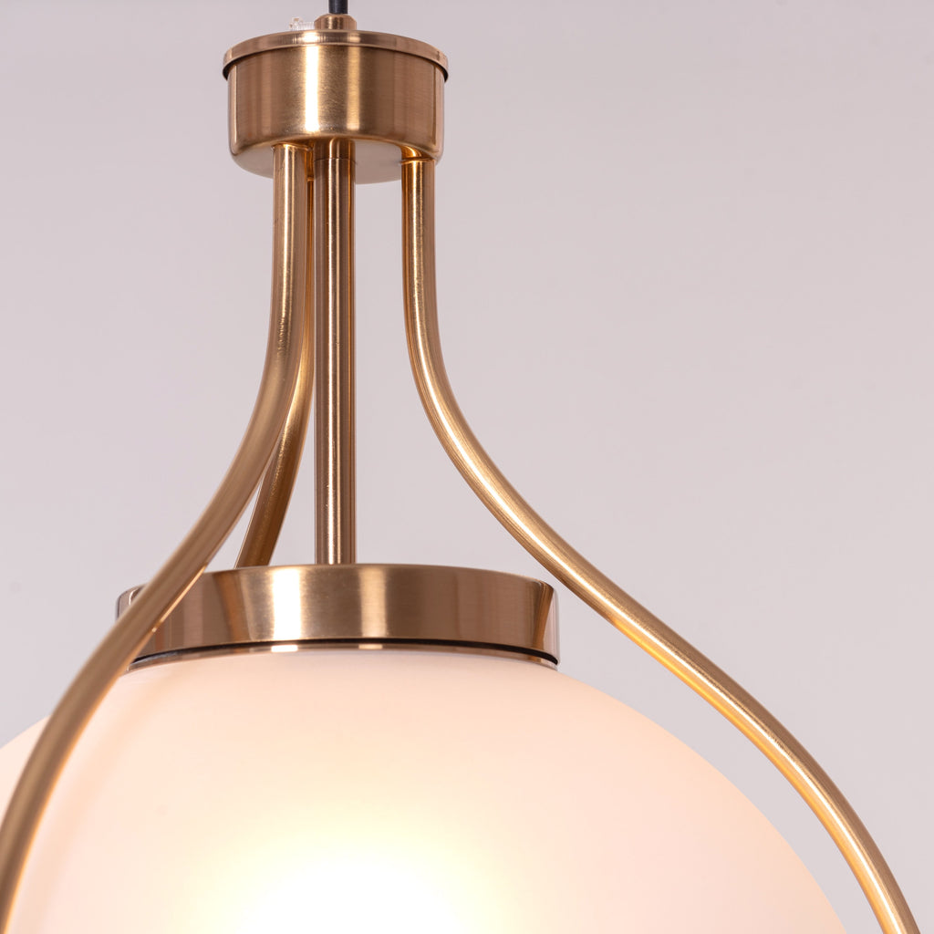 White Teak Find Me Nowhere Gold Frosted Glass Pendant Light