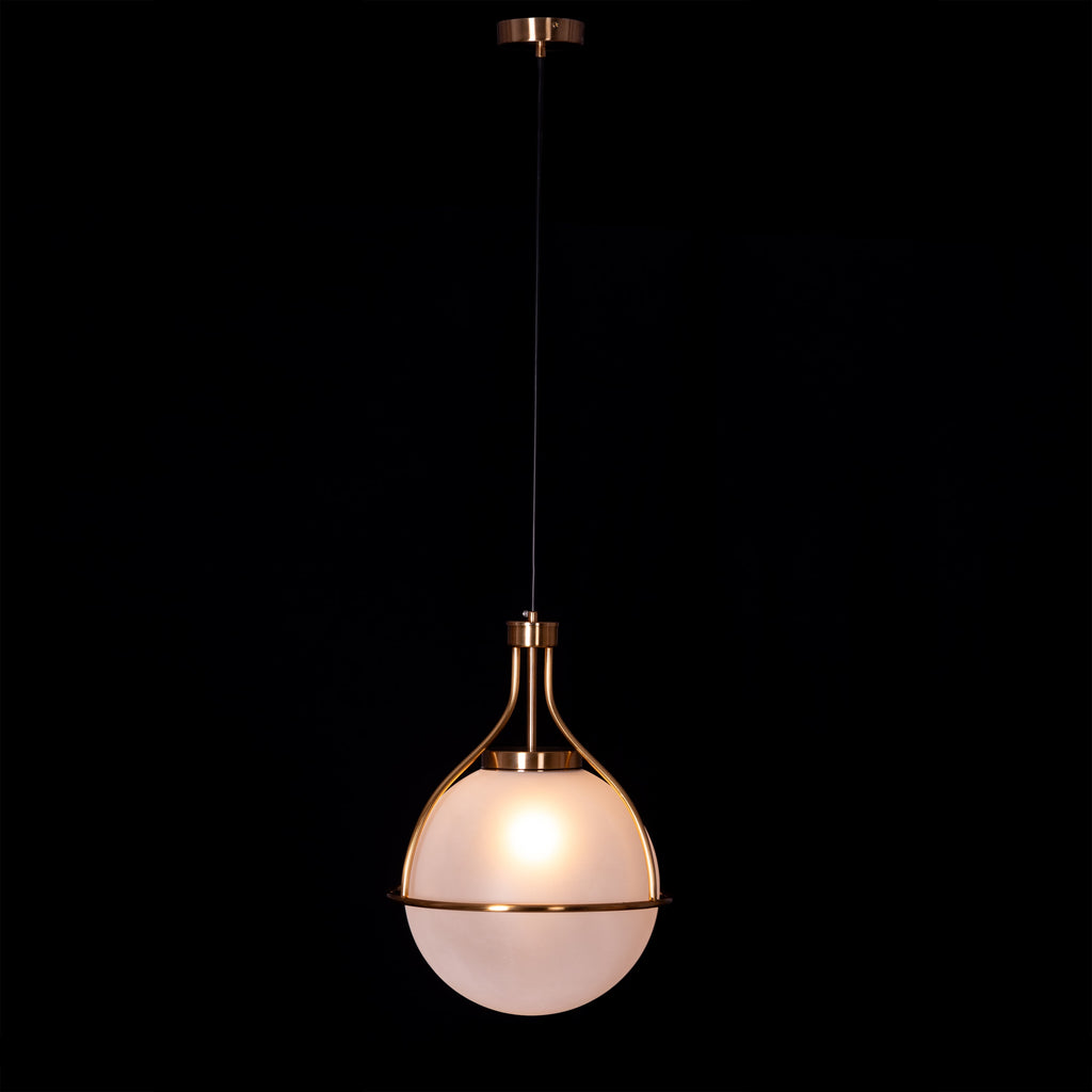 White Teak Find Me Nowhere Gold Frosted Glass Pendant Light