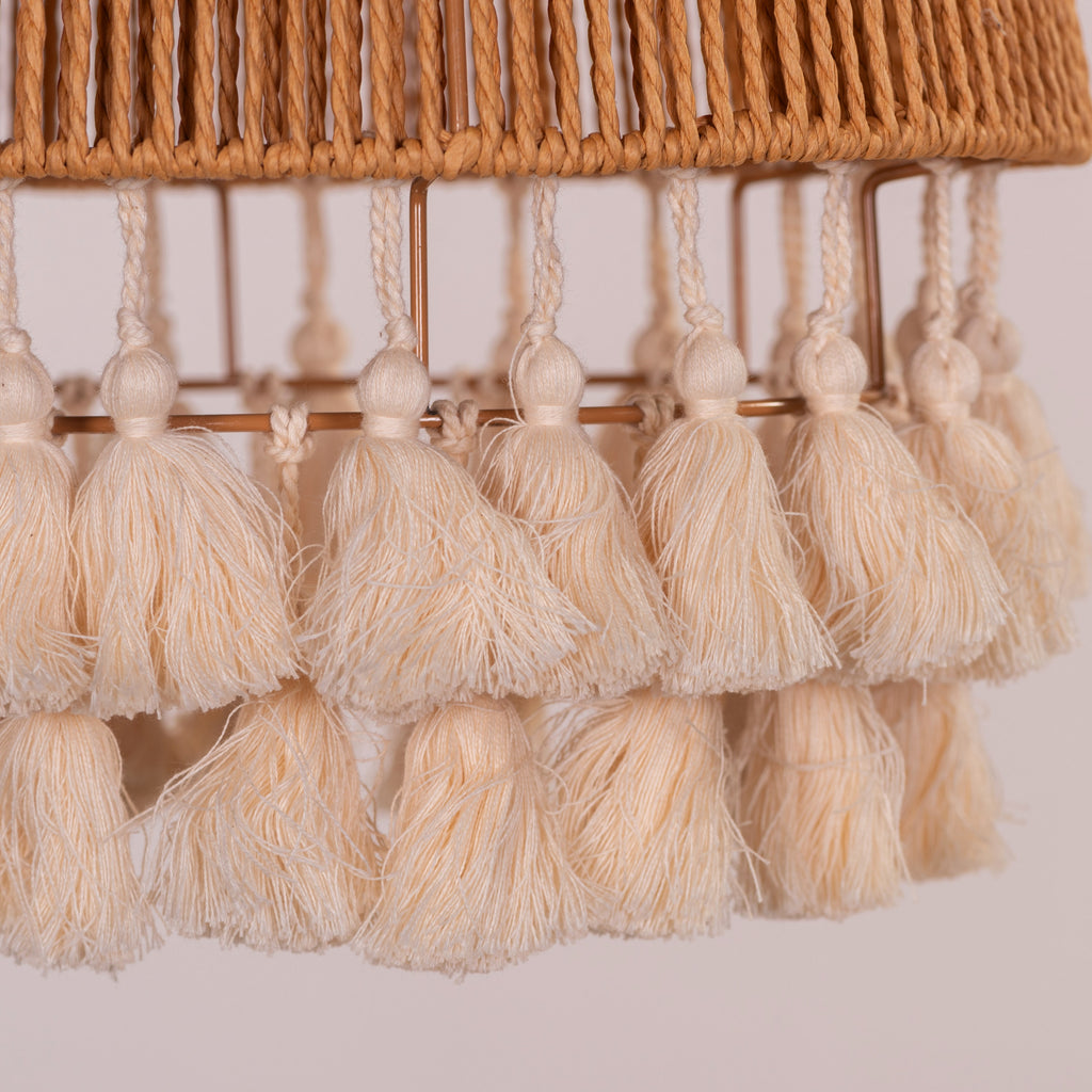 White Teak Boho Babe Rattan Pendant Light