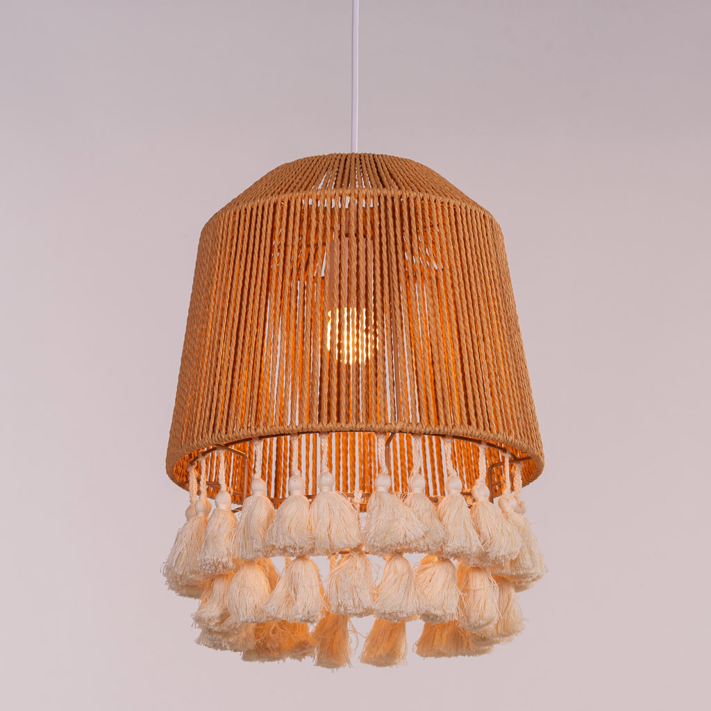 White Teak Boho Babe Rattan Pendant Light