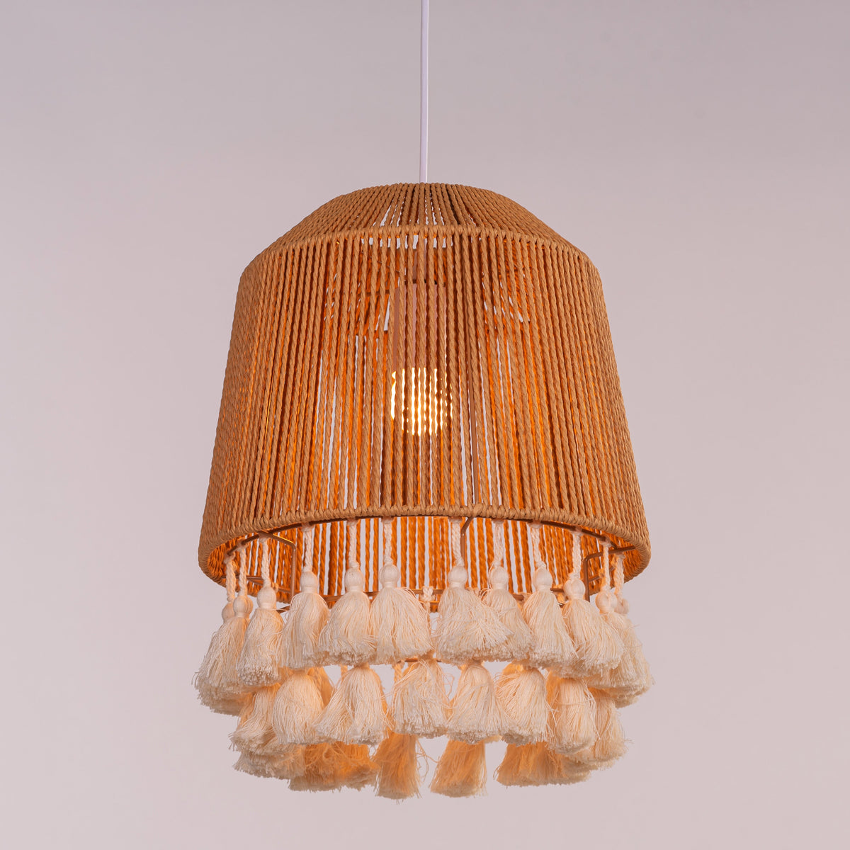 White Teak Boho Babe Rattan Pendant Light