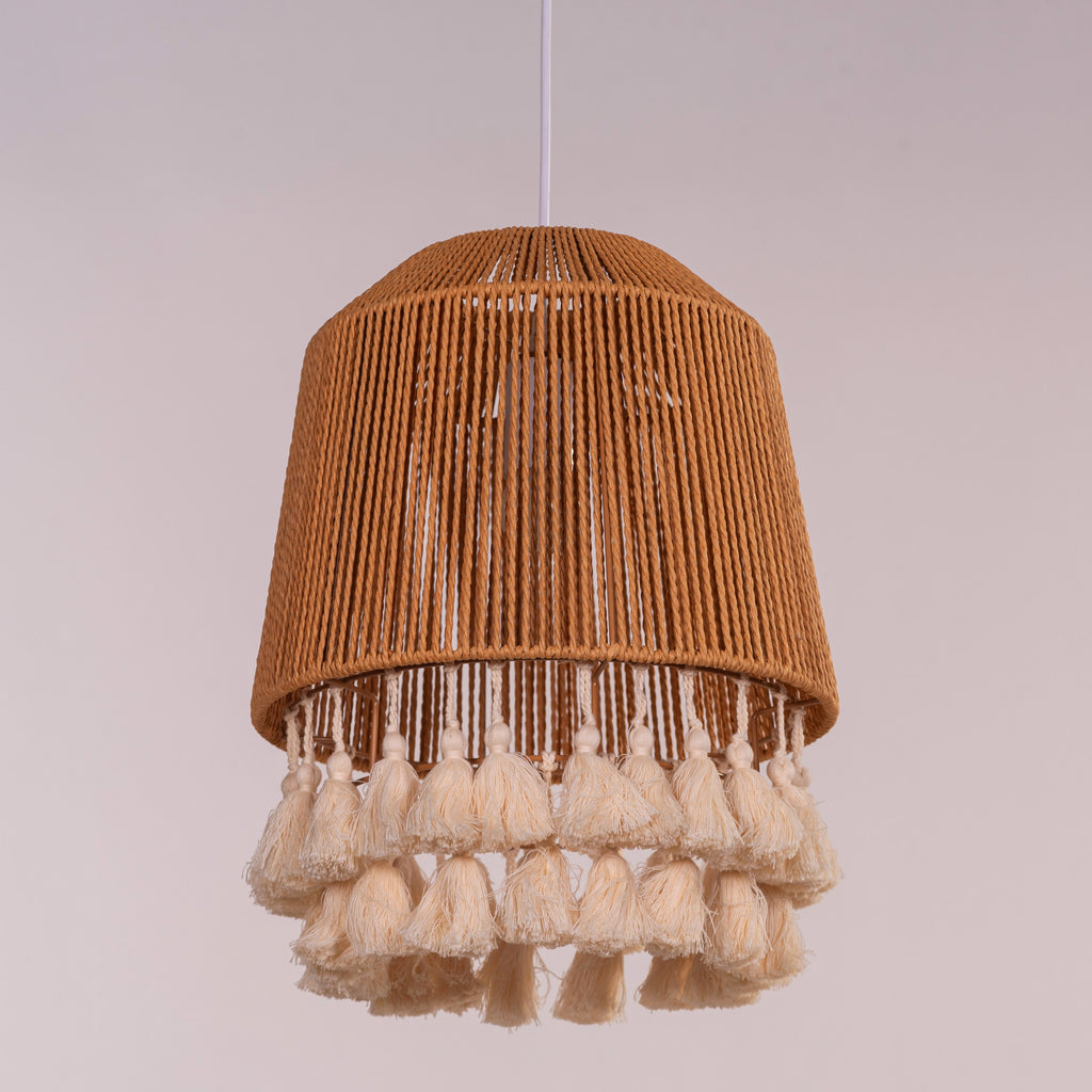 White Teak Boho Babe Rattan Pendant Light