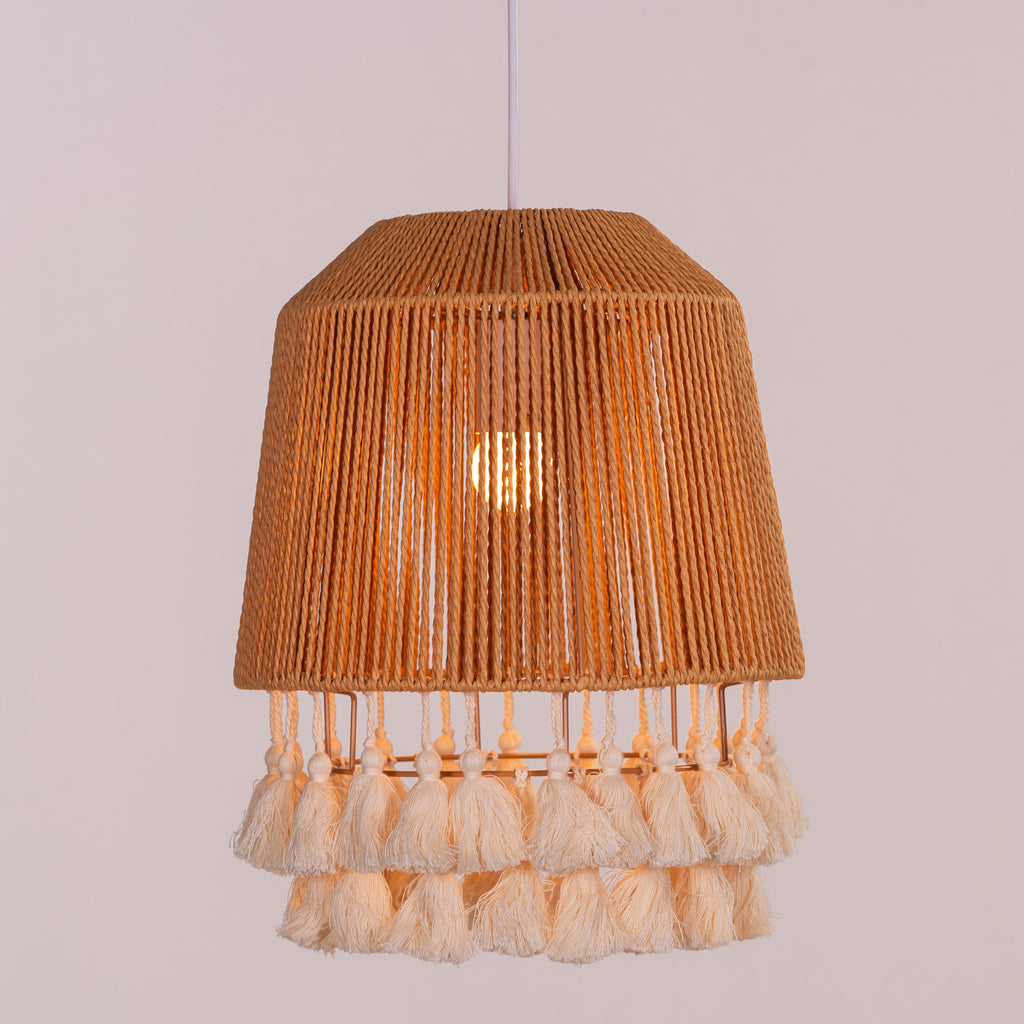 White Teak Boho Babe Rattan Pendant Light