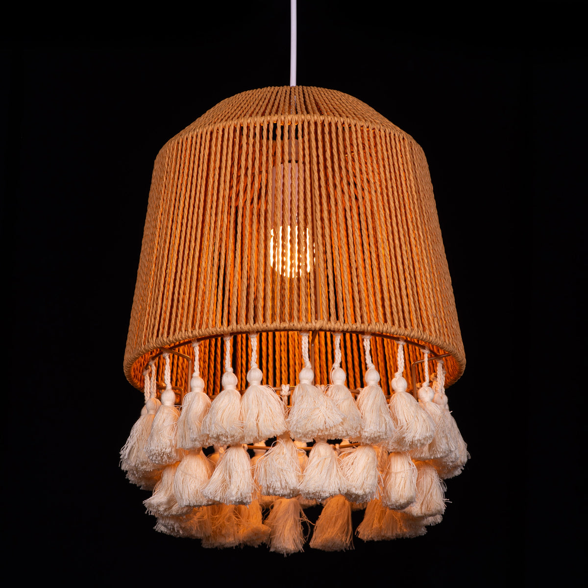 White Teak Boho Babe Rattan Pendant Light