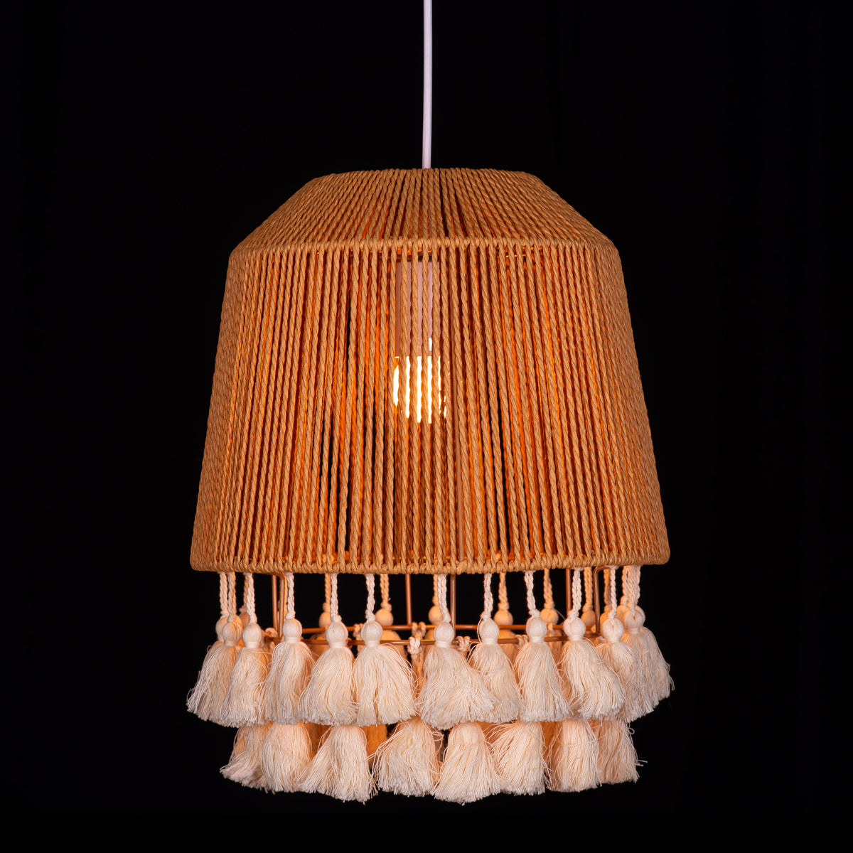 White Teak Boho Babe Rattan Pendant Light