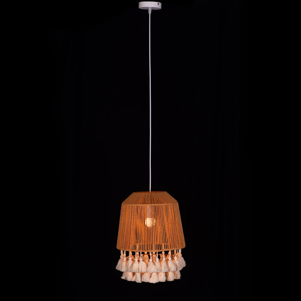 White Teak Boho Babe Rattan Pendant Light