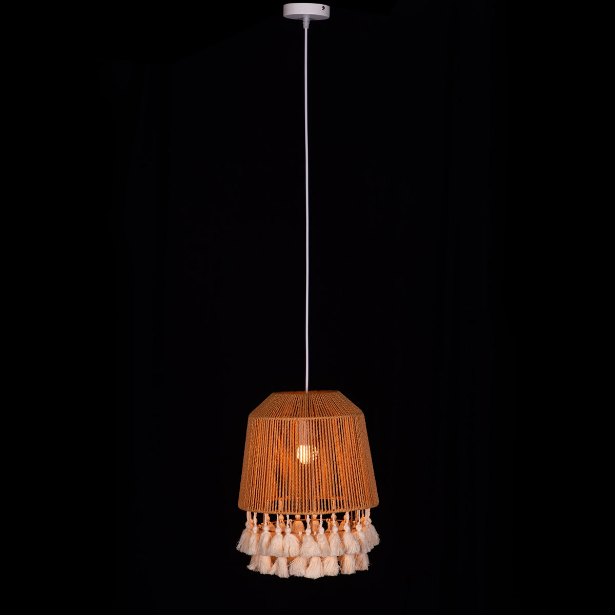 White Teak Boho Babe Rattan Pendant Light