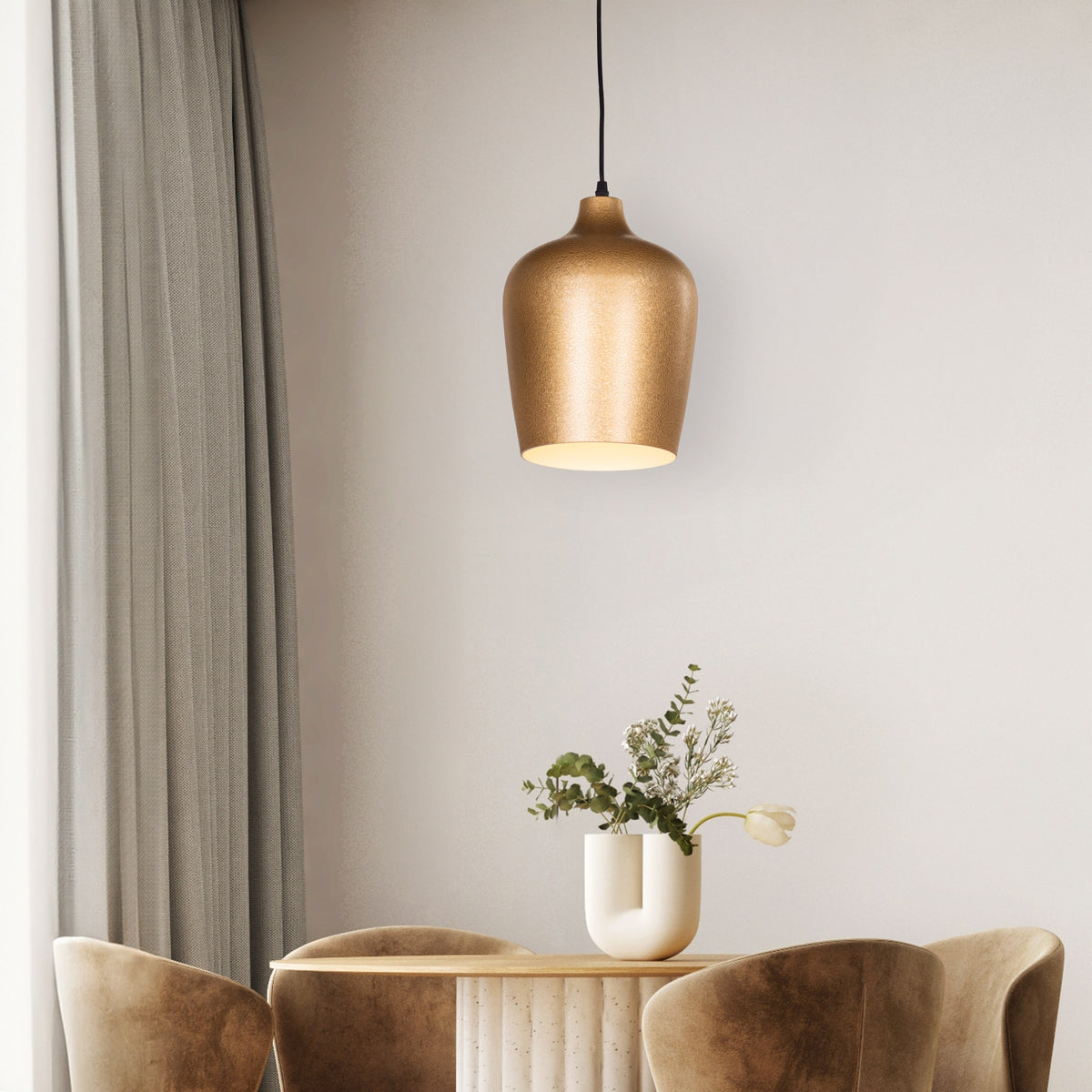 White Teak Want To Glow Gold Pendant Light
