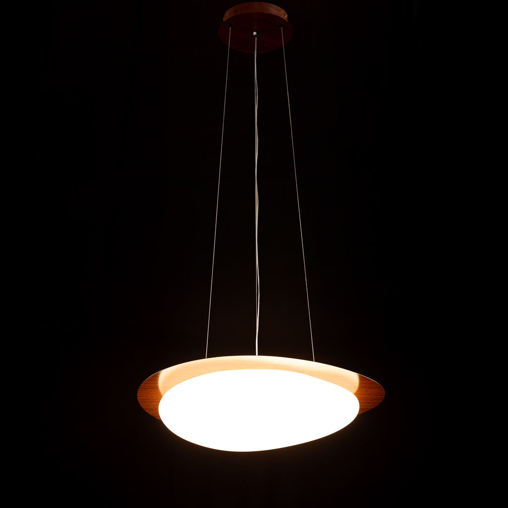 White Teak Pavlova Built-In LED Acrylic Pendant Light