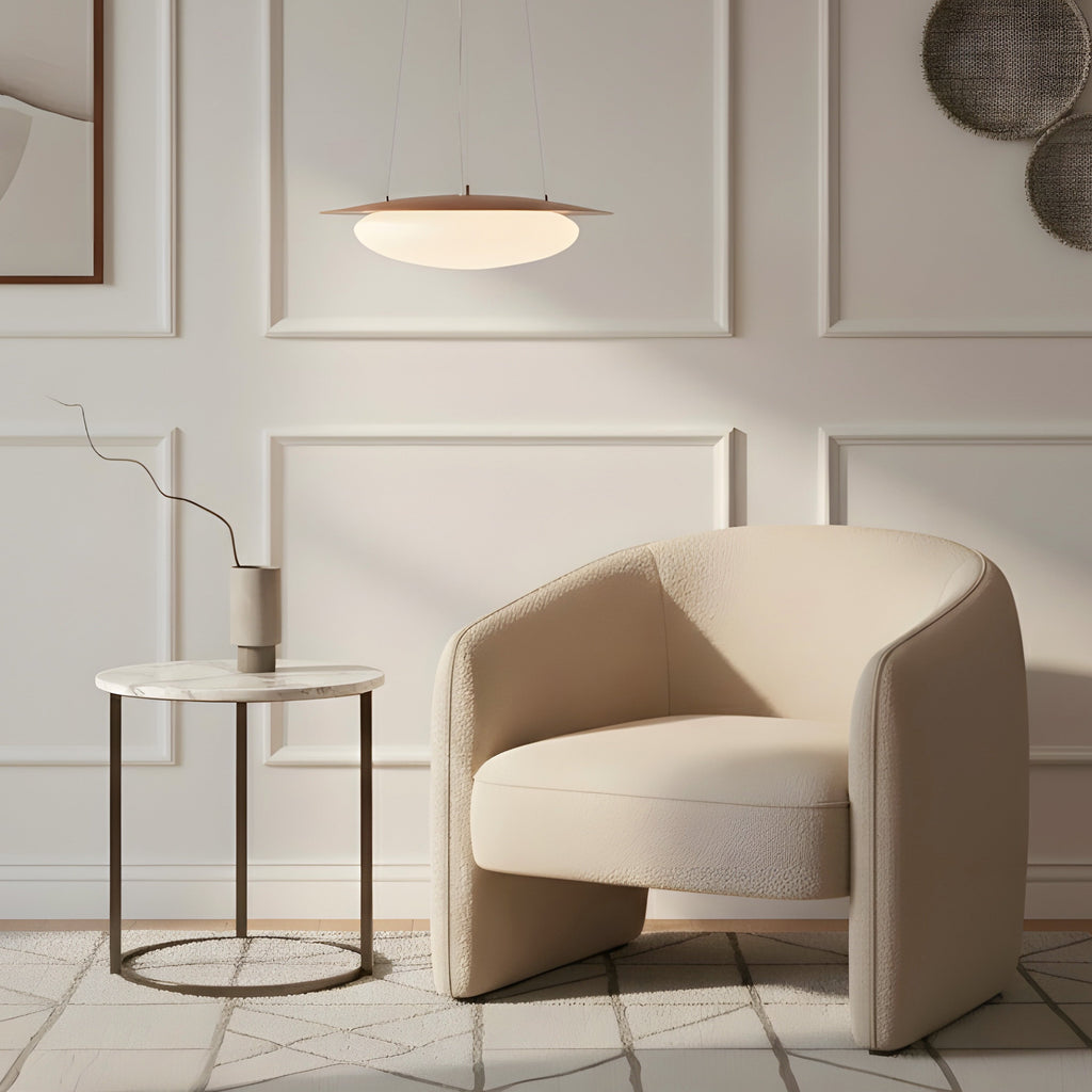White Teak Pavlova Built-In LED Acrylic Pendant Light