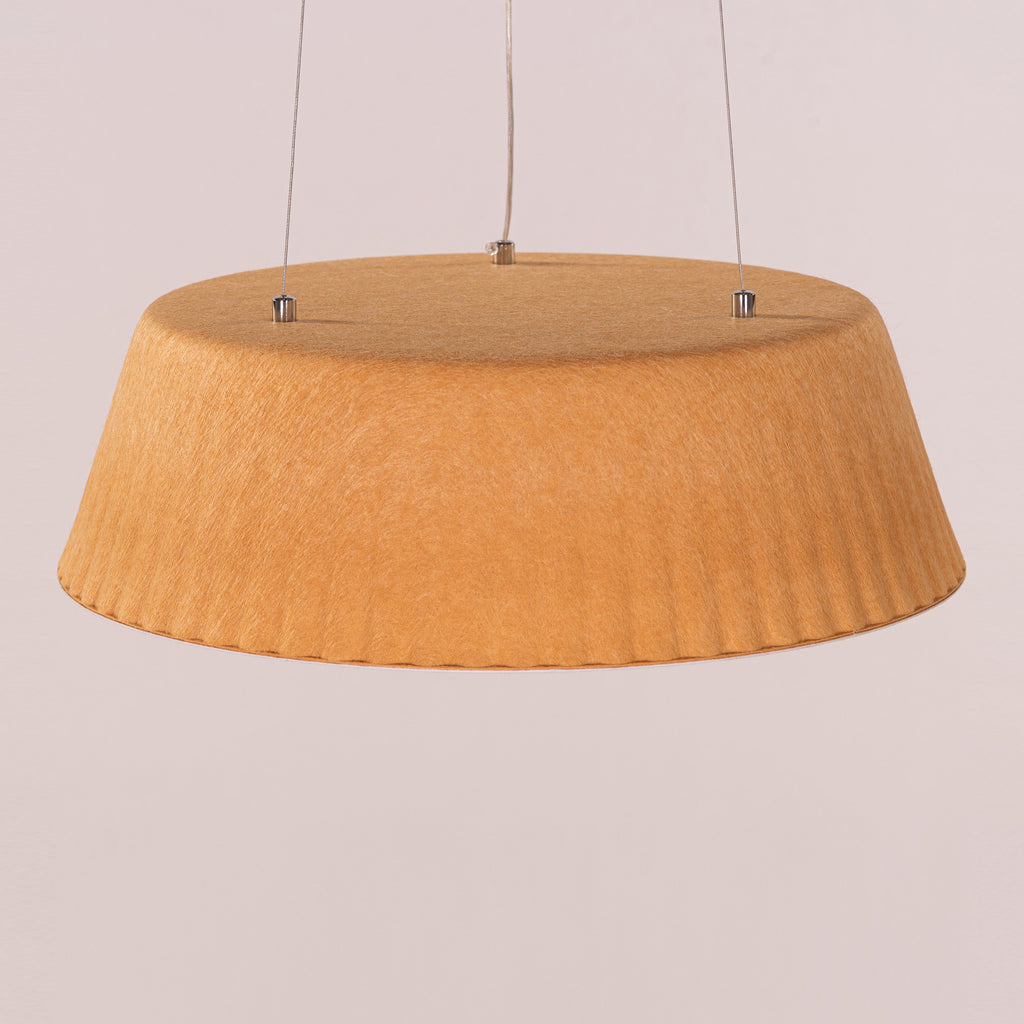 White Teak Curved Logic Beige Built-In LED Acrylic Pendant Light