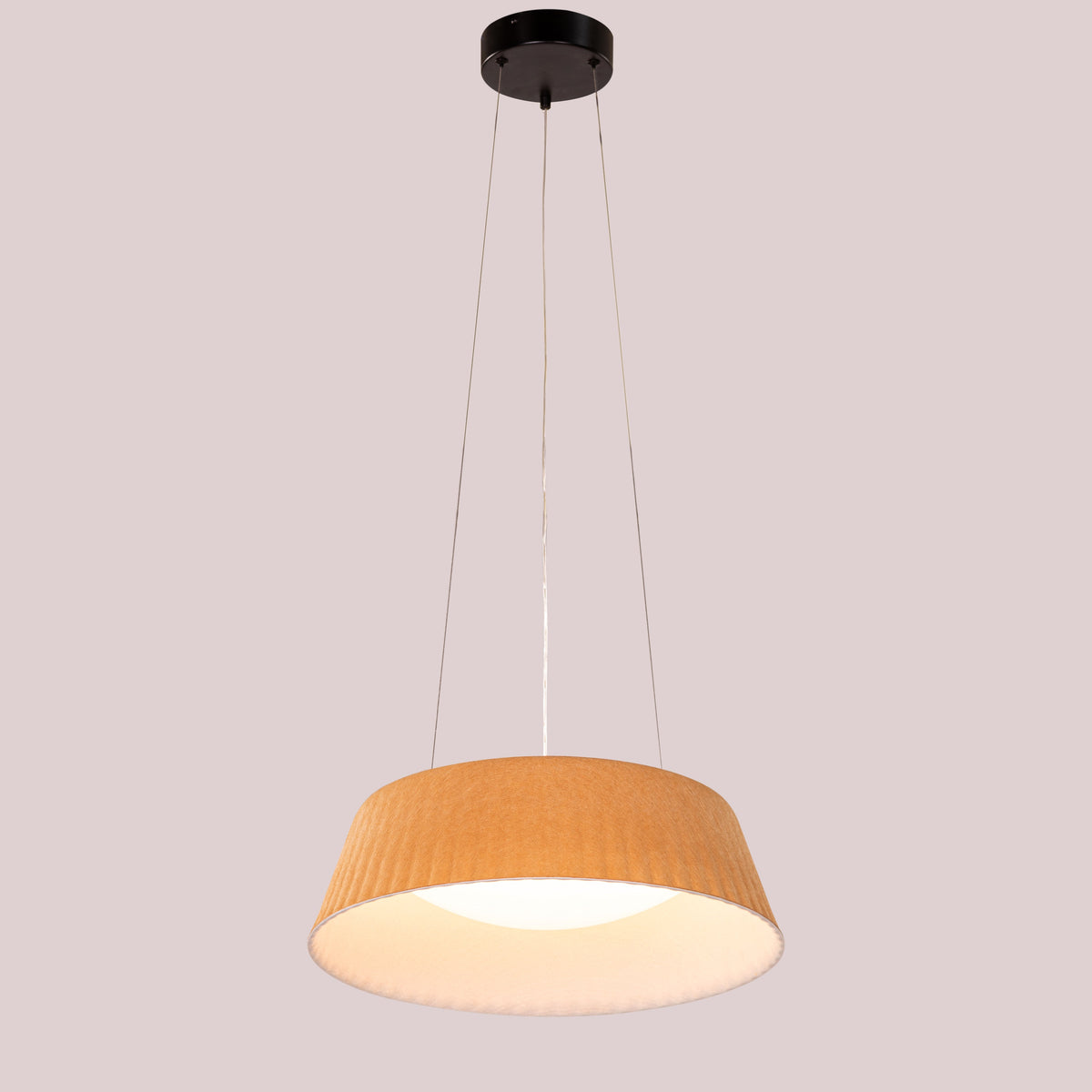 White Teak Curved Logic Beige Built-In LED Acrylic Pendant Light