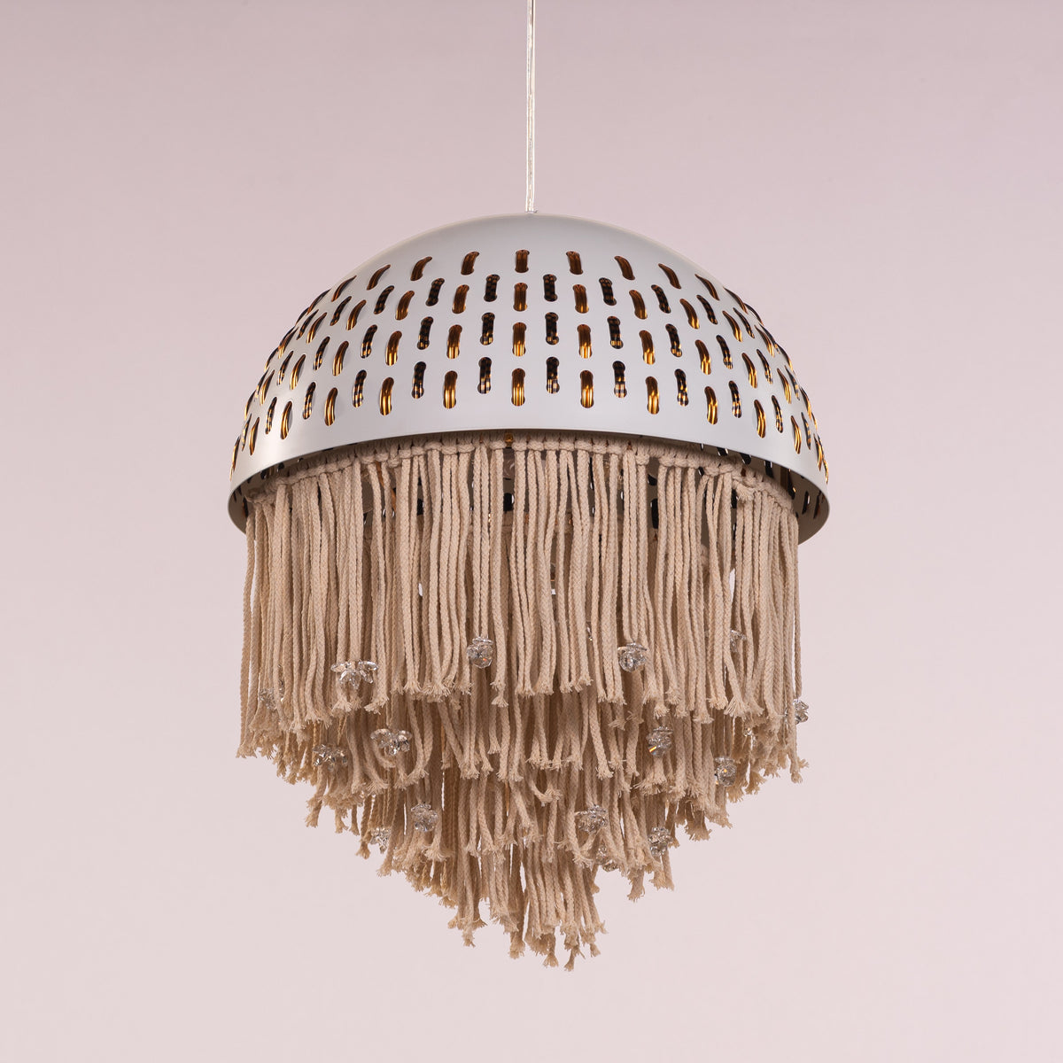 White Teak Desert Ritual White Gold Acrylic Crystal Pendant Light