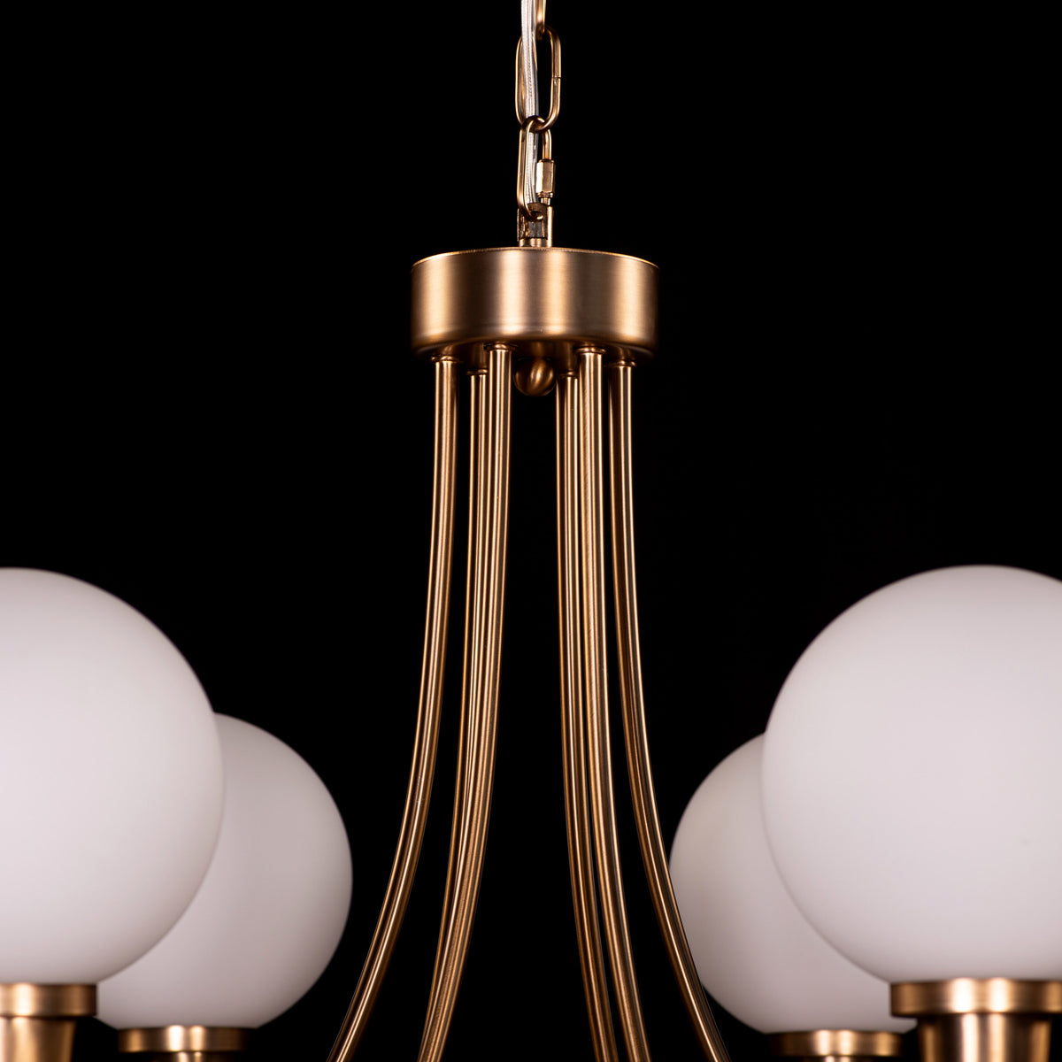 White Teak Kenswick Gold Frosted Glass Chandelier