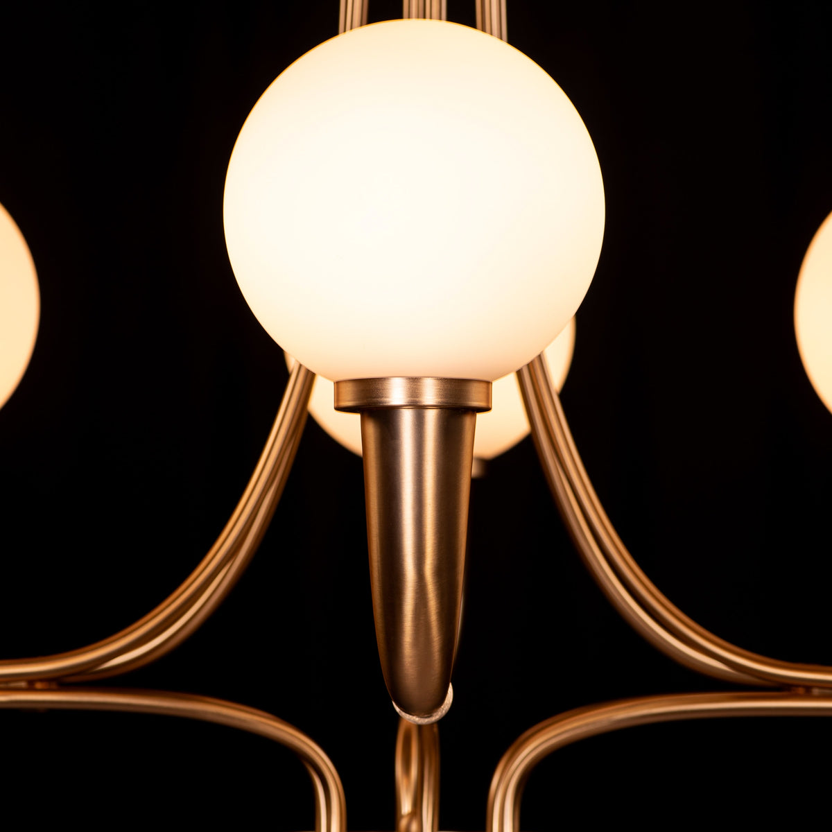 White Teak Kenswick Gold Frosted Glass Chandelier