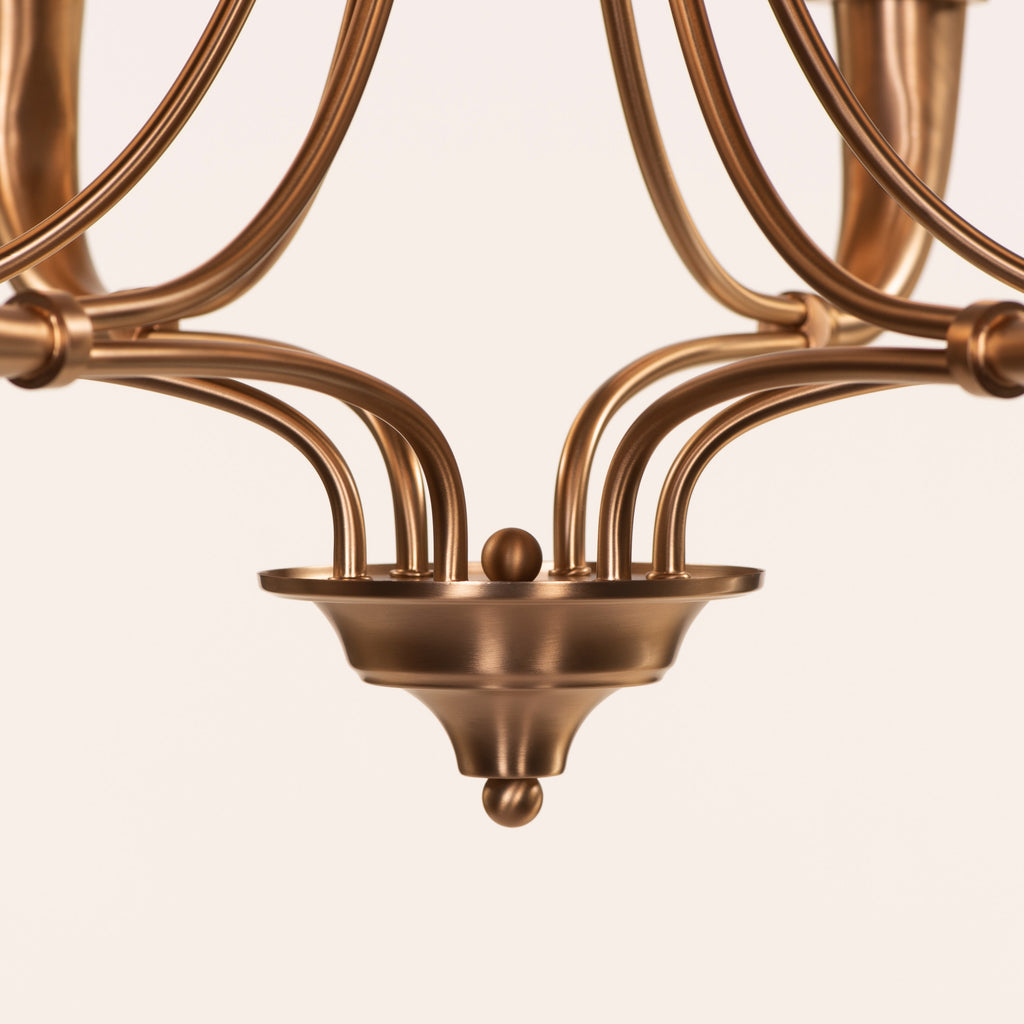 White Teak Kenswick Gold Frosted Glass Chandelier