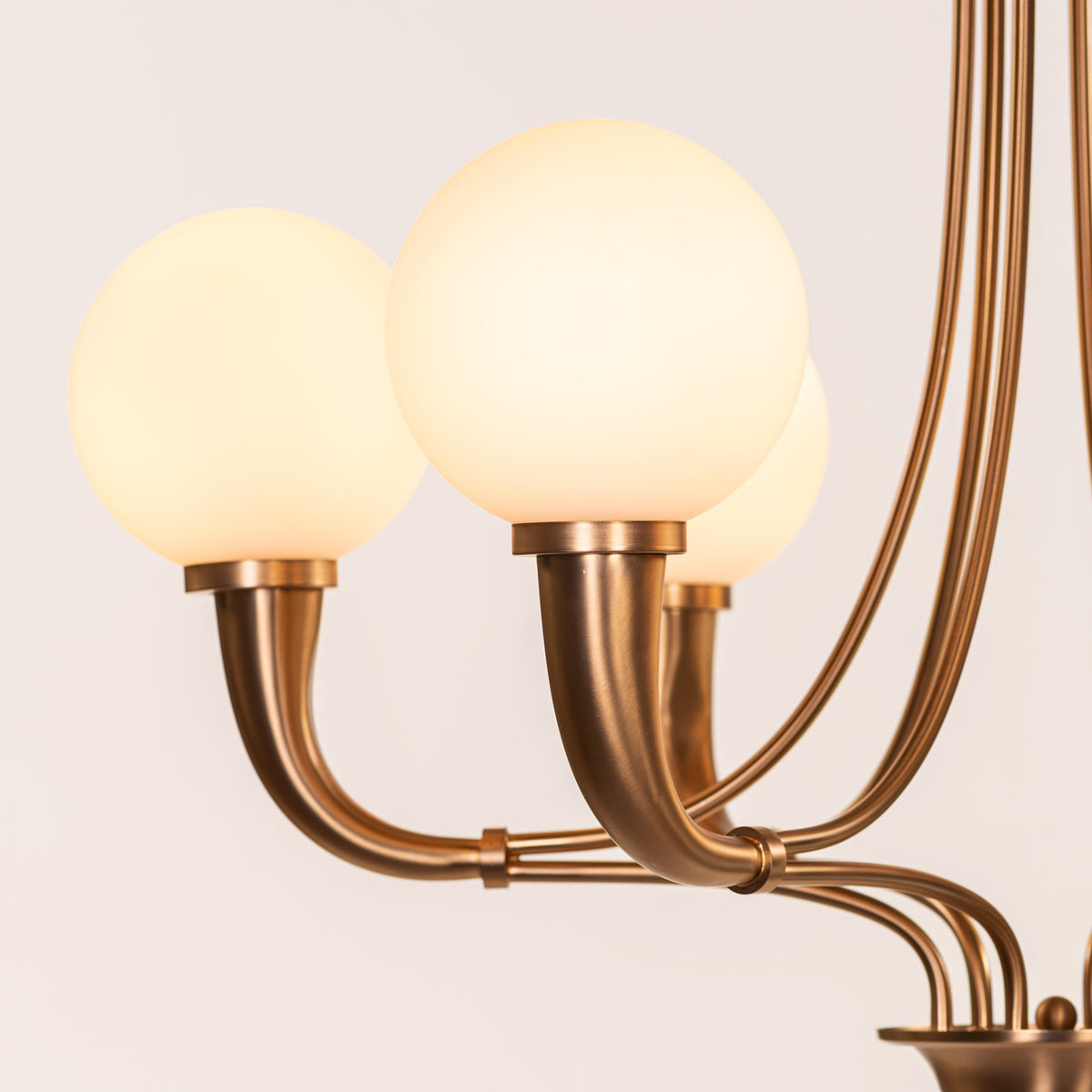 White Teak Kenswick Gold Frosted Glass Chandelier