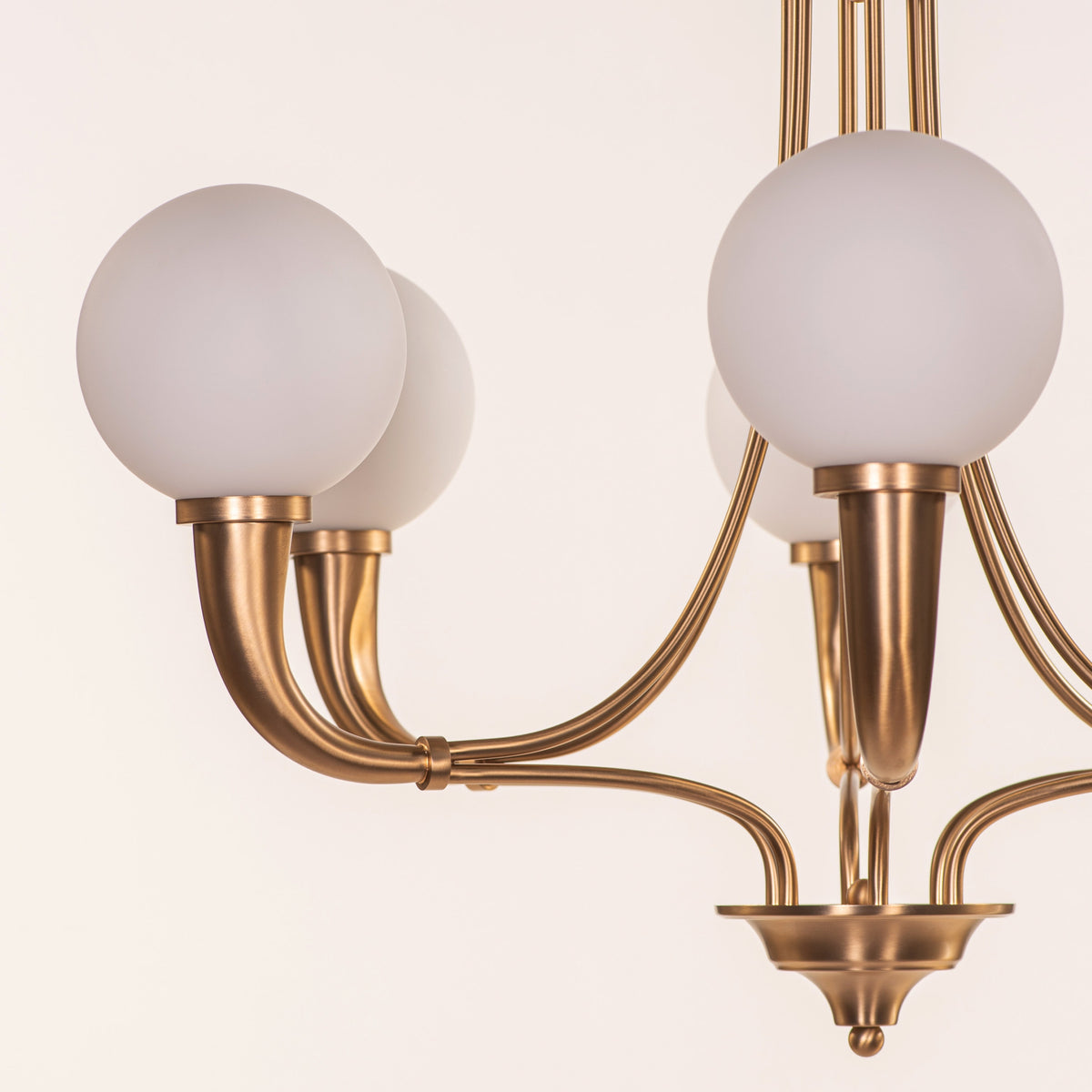 White Teak Kenswick Gold Frosted Glass Chandelier
