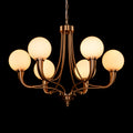 White Teak Kenswick Gold Frosted Glass Chandelier