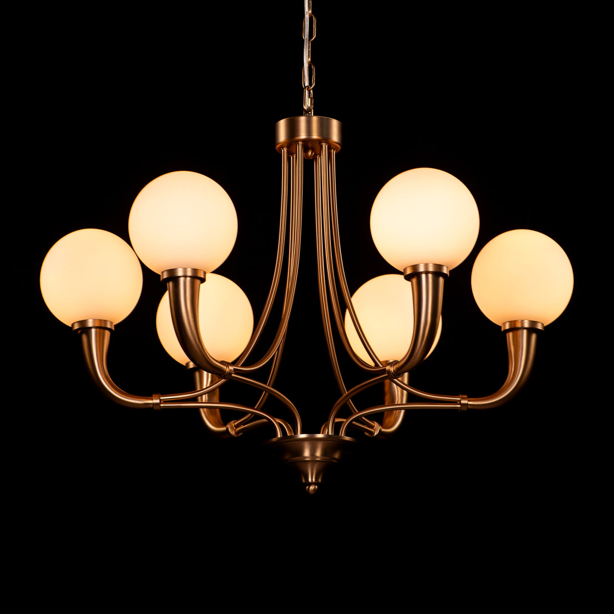 White Teak Kenswick Gold Frosted Glass Chandelier