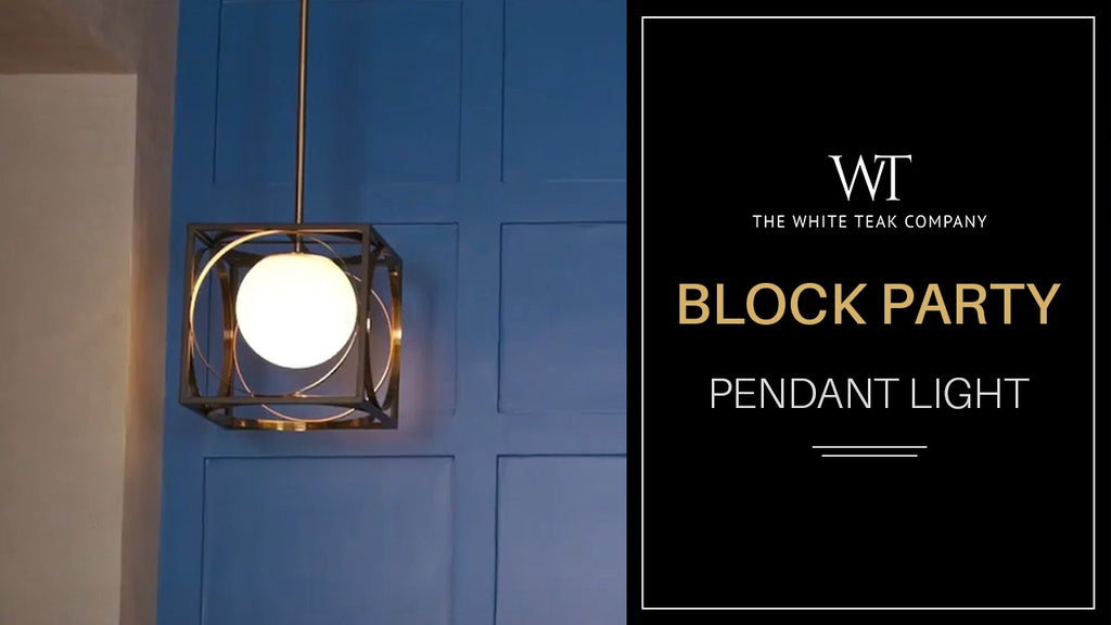 White Teak Block Party Smart LED Pendant Light