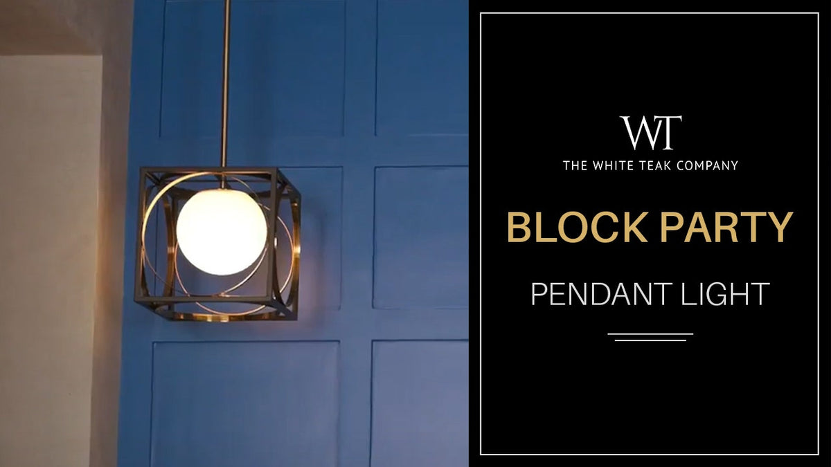 White Teak Block Party Smart LED Pendant Light