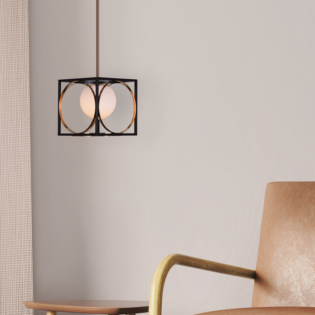 White Teak Block Party Smart LED Pendant Light