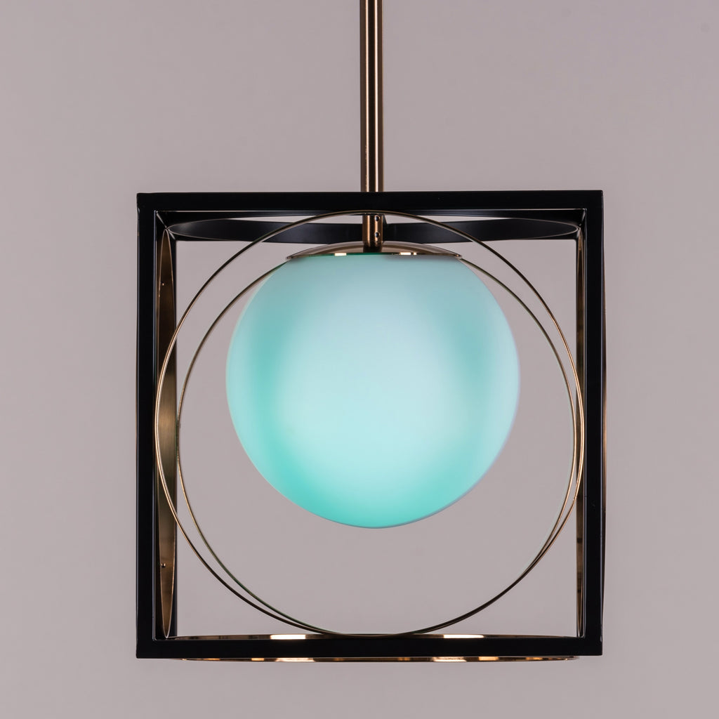 White Teak Block Party Smart LED Pendant Light