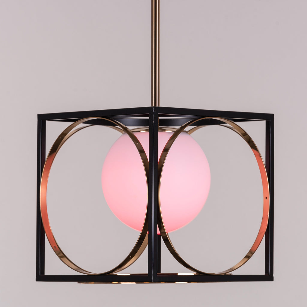 White Teak Block Party Smart LED Pendant Light