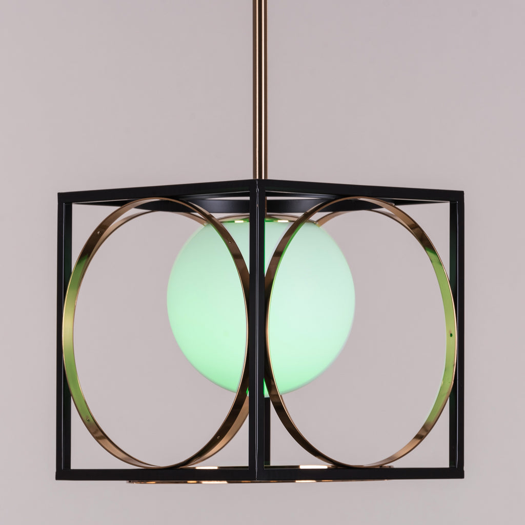 White Teak Block Party Smart LED Pendant Light