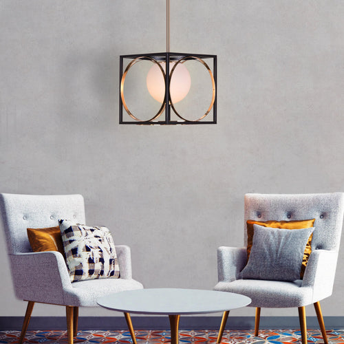 White Teak Block Party Smart LED Pendant Light