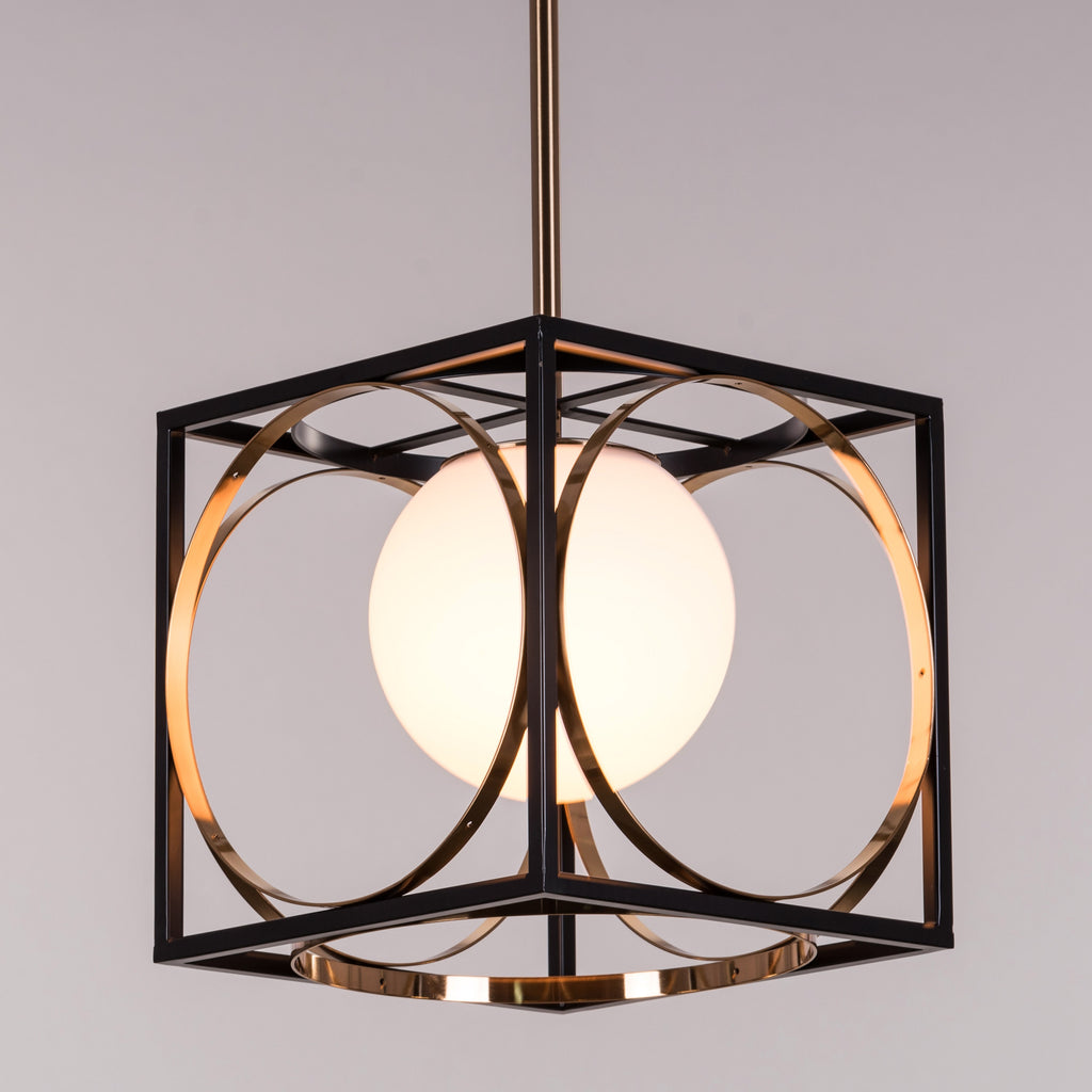 White Teak Block Party Smart LED Pendant Light