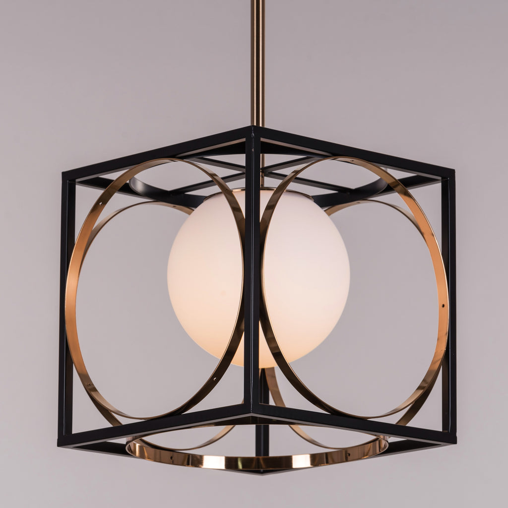 White Teak Block Party Smart LED Pendant Light