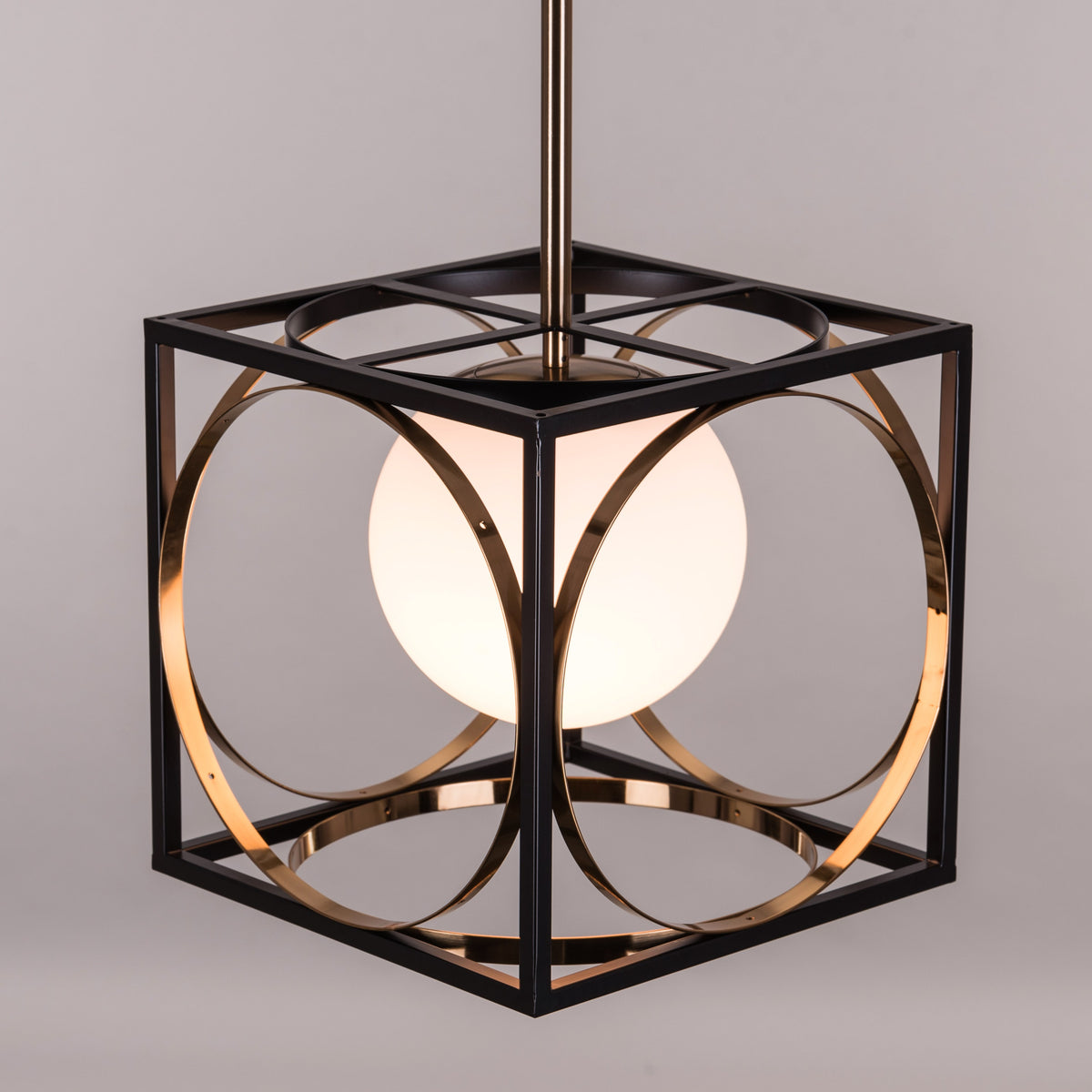 White Teak Block Party Smart LED Pendant Light