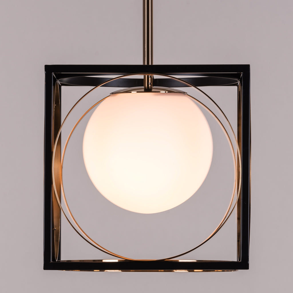 White Teak Block Party Smart LED Pendant Light