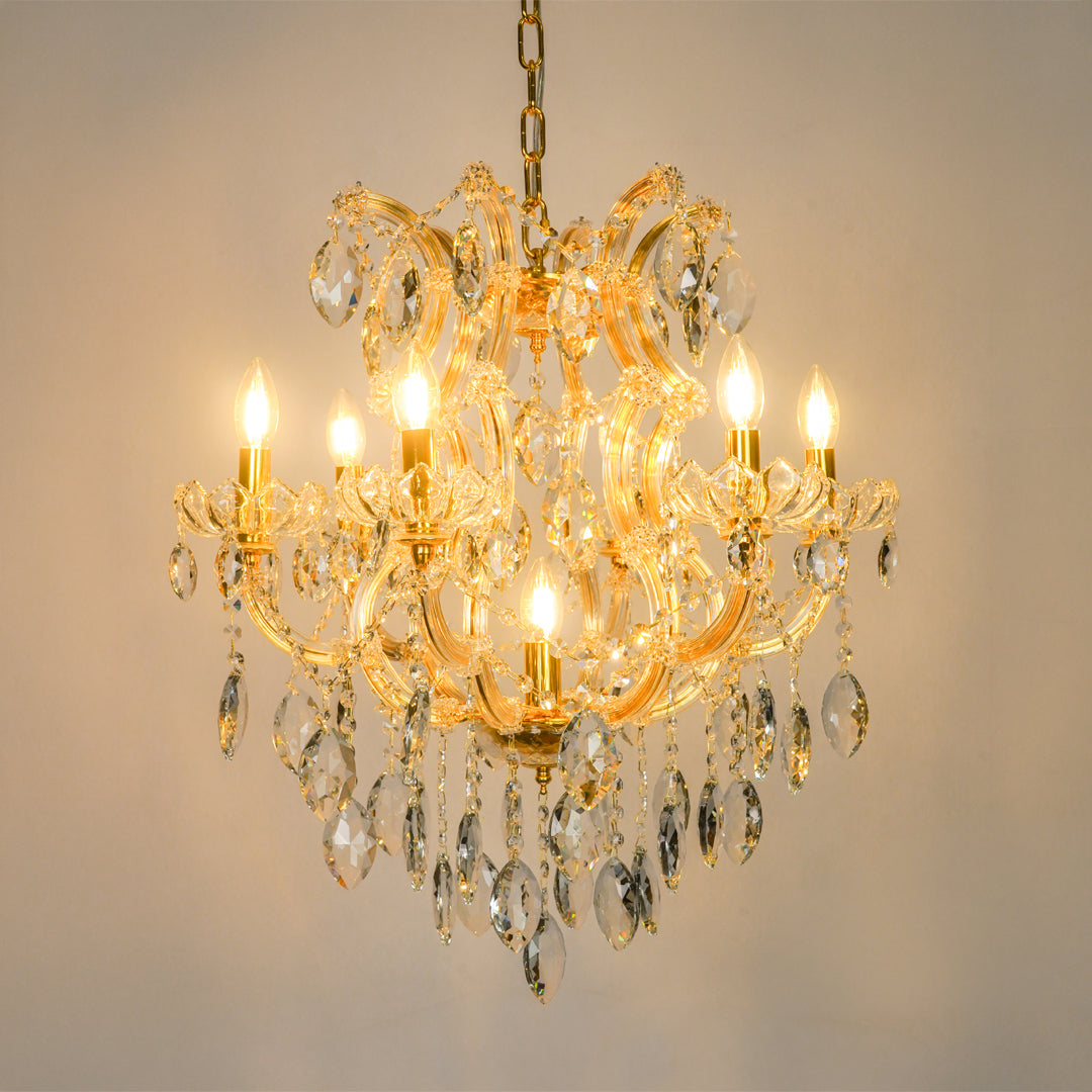 Monte Carlo 7-Light Crystal Chandelier Gold